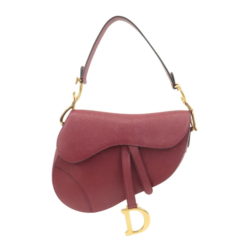 Christian Dior Leather Saddle Bag Hand Bag Red