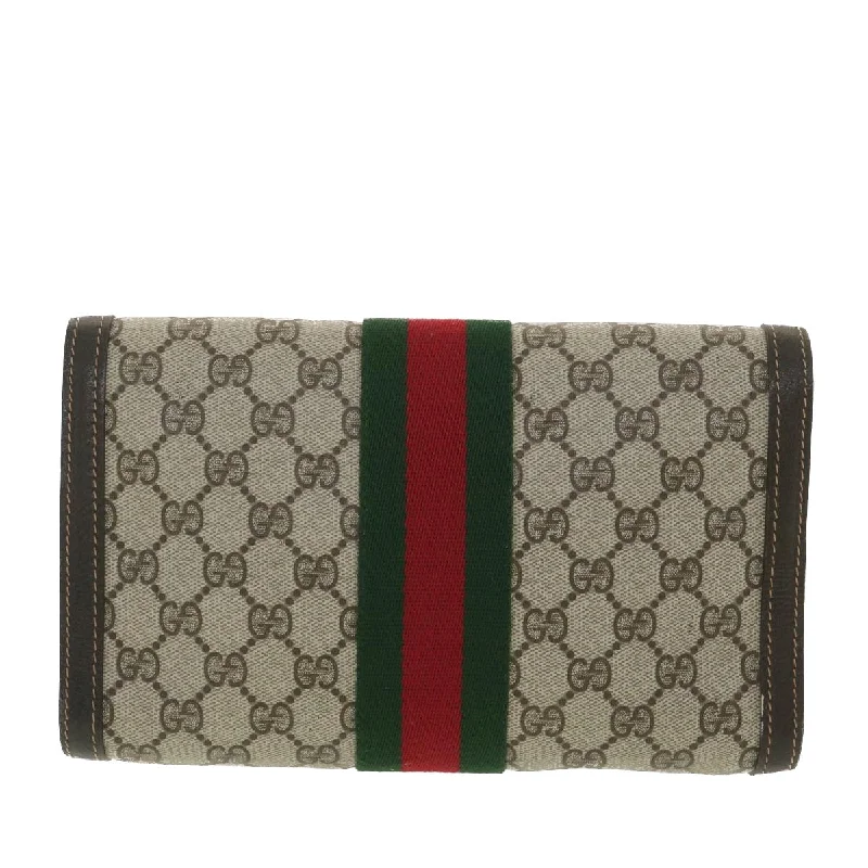 GUCCI GG Canvas Web Sherry Line Clutch Bag Beige Red Green 41.014  yk6142B