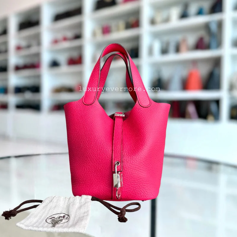 Hermes Picotin 18 Taurillon Clemence TC Leather Hot Pink Silver Hardware