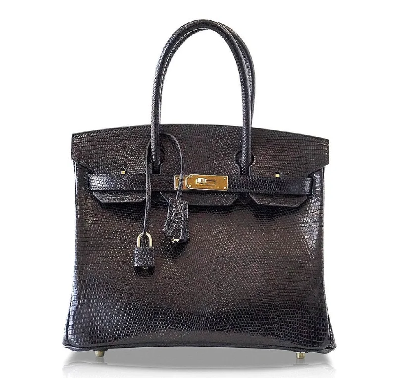 Hermès Birkin 30 Bag Noir Lizard GHW