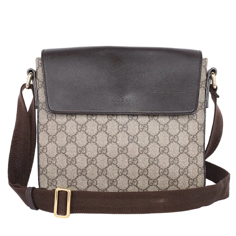 GG Supreme Monogram Selleria Calfskin Satchel Messenger Bag