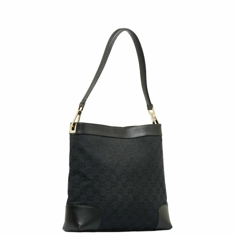 GUCCI GG Canvas One Shoulder Bag 33900 Black Leather Women's