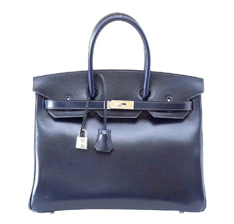 Hermès Birkin 35 Bleu Marine Box Leather Bag