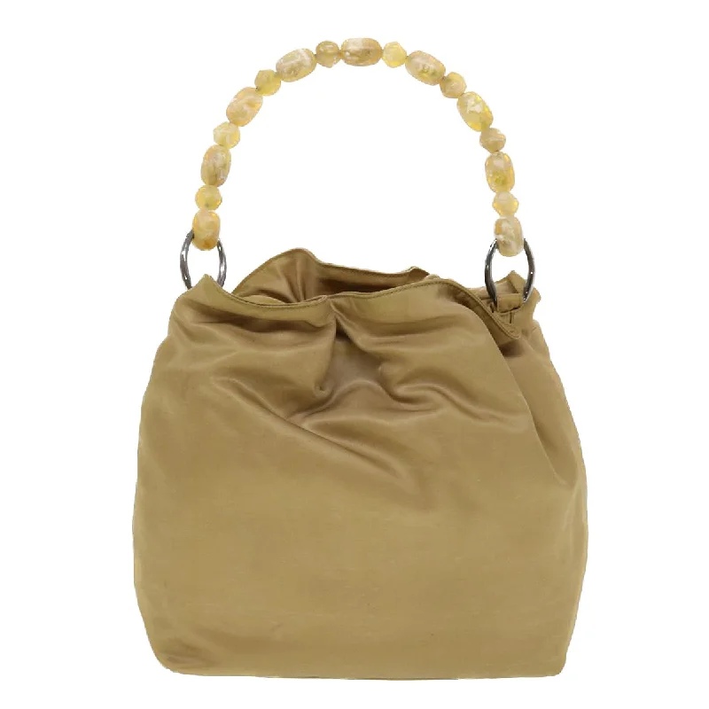 CHRISTIAN DIOR Maris Pearl Shoulder Bag Nylon Beige  bs5278