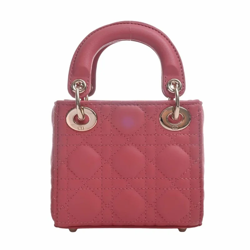 CHRISTIAN DIOR Lady Cannage Leather Micro Handbag S0856ONGE Pink Ladies