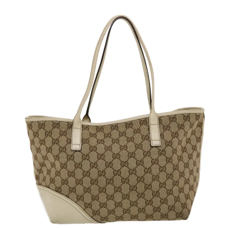 GUCCI GG Canvas Tote Bag Beige White  49055