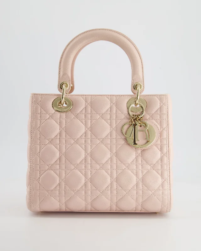 Christian Dior Heavenly Pink Medium Lady Dior Bag in Lambskin Leather with Champagne Gold Hardware