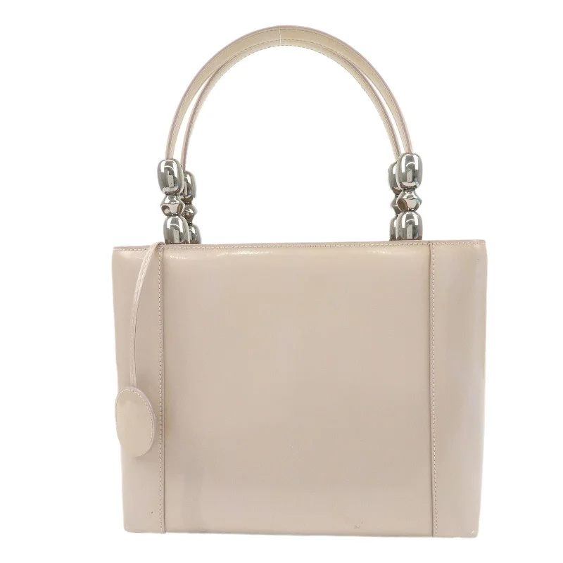 Christian Dior Maris Pearl Patent Leather Tote Bag Beige