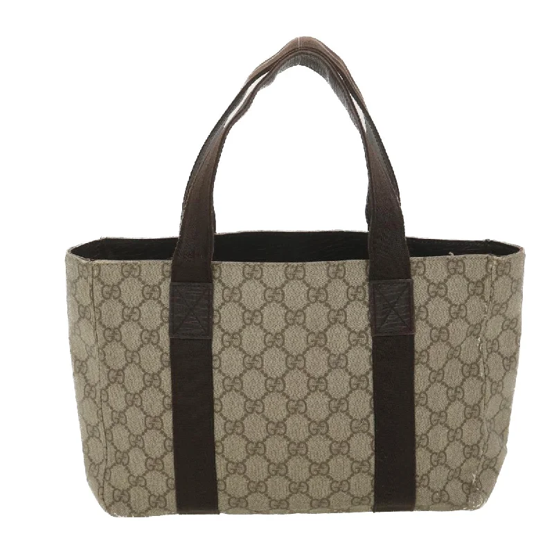 GUCCI GG Canvas Hand Bag PVC Leather Beige 141976  38817