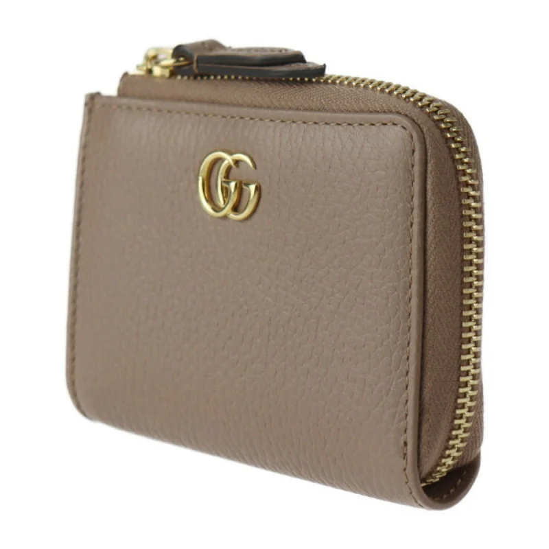 GUCCI GG Marmont Coin Case 644406 Leather Beige Gold Metal Fittings Purse L-shaped Zipper Japan Limited