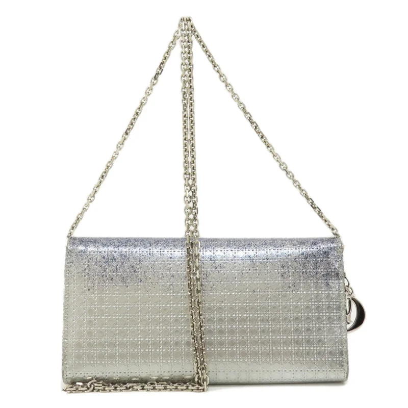 CHRISTIAN DIOR Chain Lady Cannage Long Wallet Calf Women's