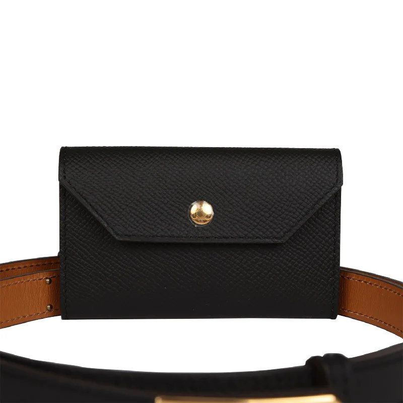 Hermes Kelly Pocket 18 Belt Black Epsom Gold Hardware