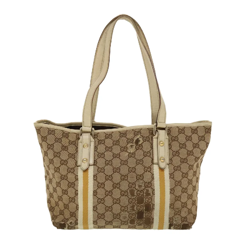 GUCCI GG Canvas Sherry Line Tote Bag Beige Orange yellow 137896  ti1129