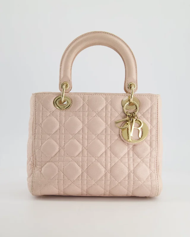 Christian Dior Heavenly Pink Medium Lady Dior Bag in Lambskin Leather with Champagne Gold Hardware