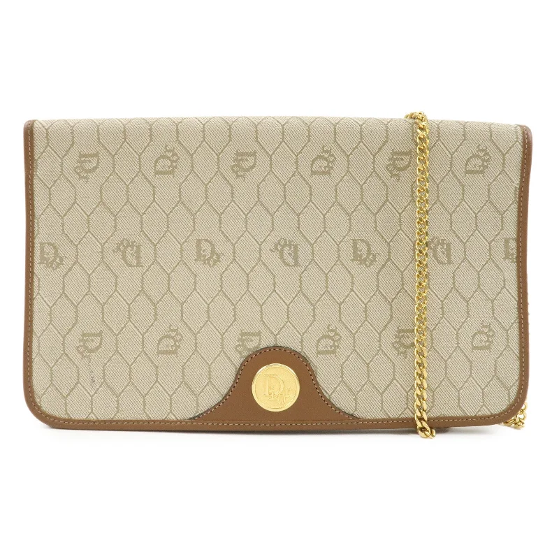 Christian Dior Honeycomb PVC Leather Chain Shoulder Bag Beige