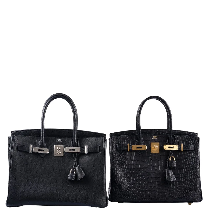 Hermès Birkin 30 Matte Black Porosus Crocodile Gold Hardware