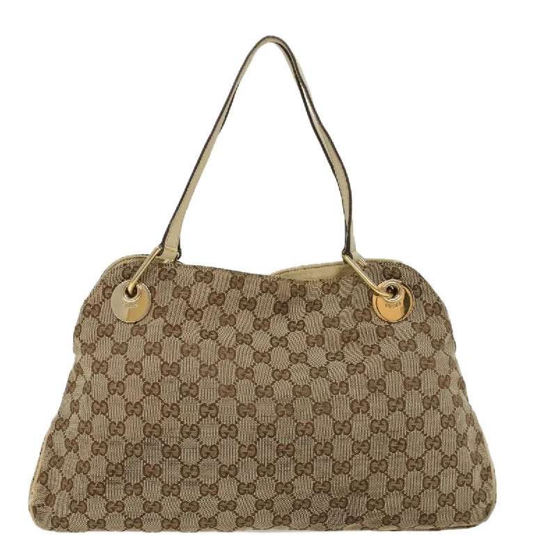 GUCCI GG Canvas Shoulder Bag Beige White 121023  cl571