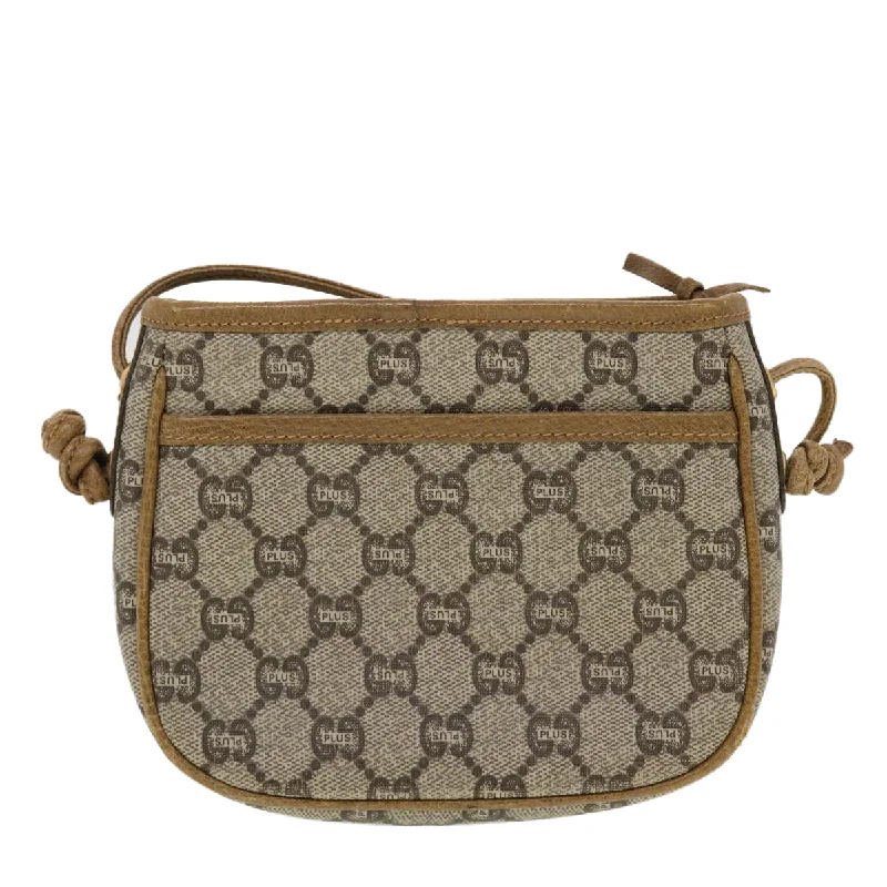 GUCCI GG Plus Canvas Shoulder Bag PVC Leather Beige  th3722