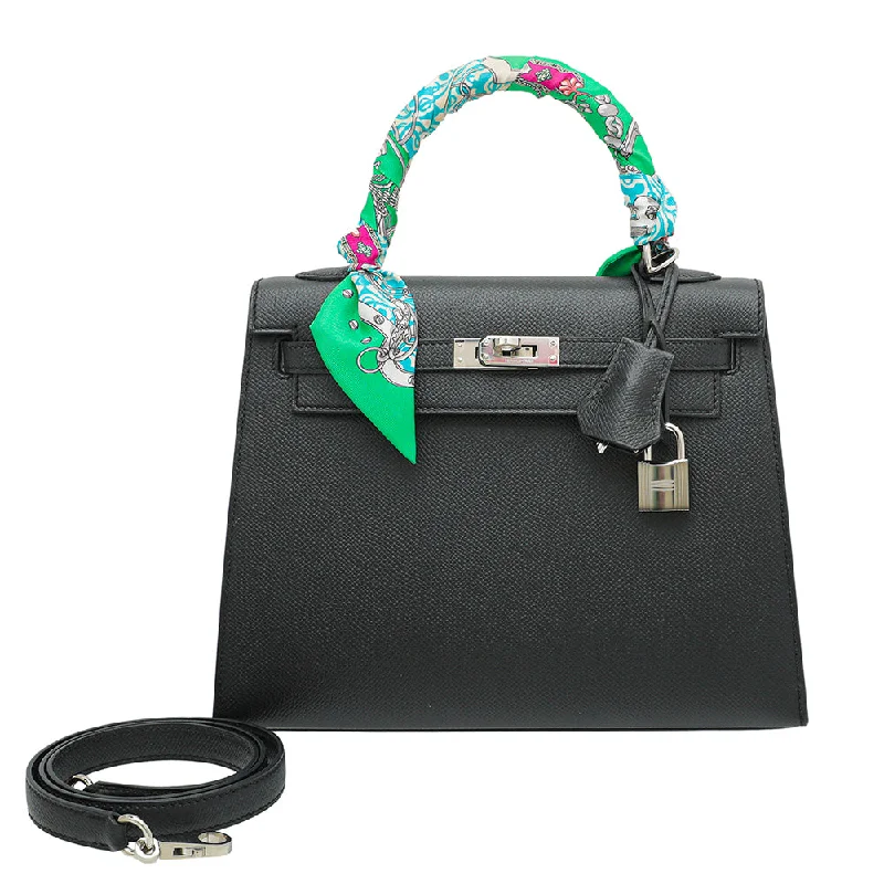 Hermes Noir Sellier Kelly 25 W- Twilly