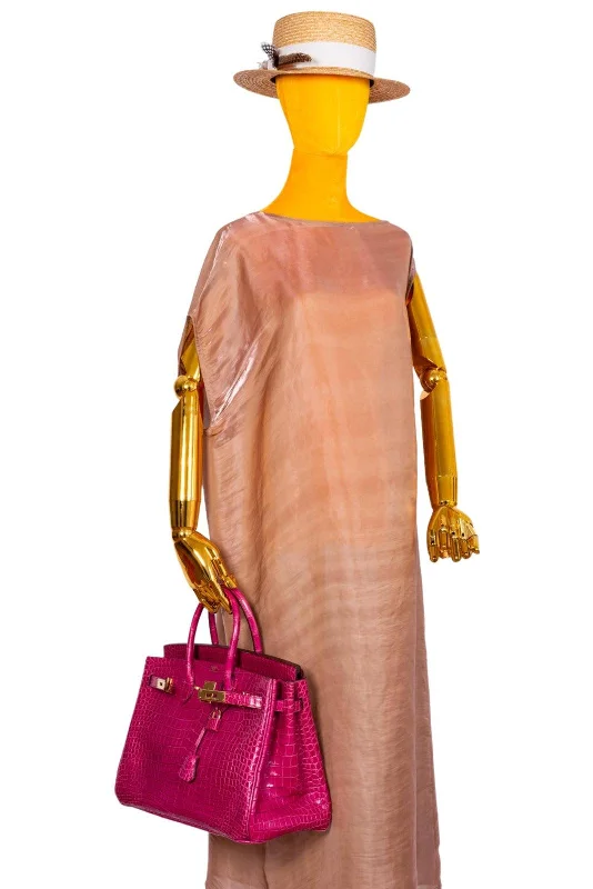 Hermès Birkin 35 Fuchsia Porosus Crocodile with Gold Hardware