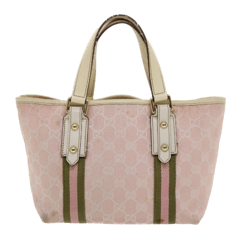 GUCCI GG Canvas Sherry Line Hand Bag Pink White Green  49075