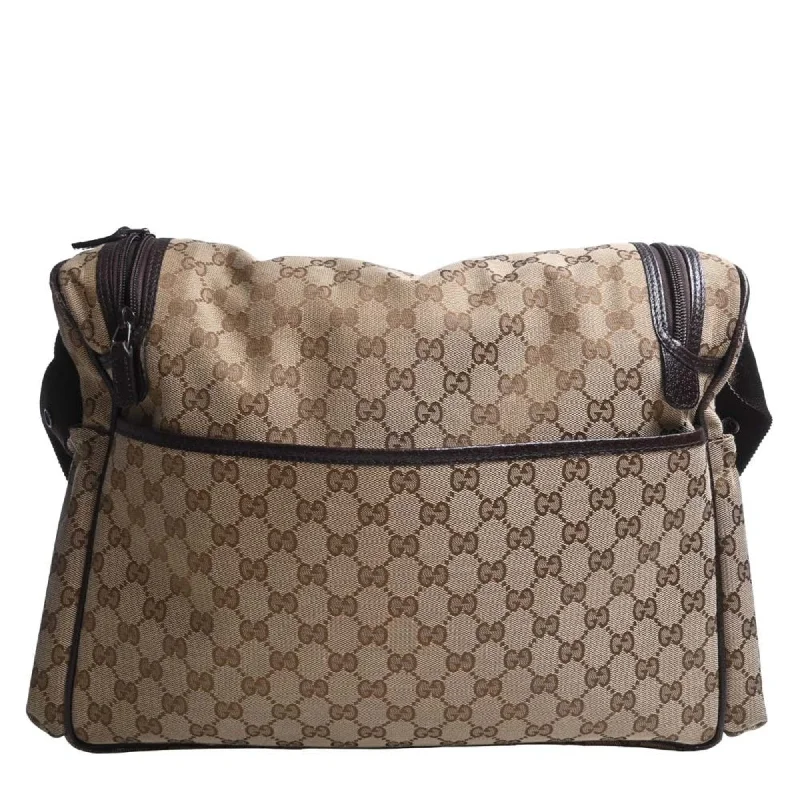 GUCCI GG Canvas Mother's Bag Shoulder 123326 Beige Women's