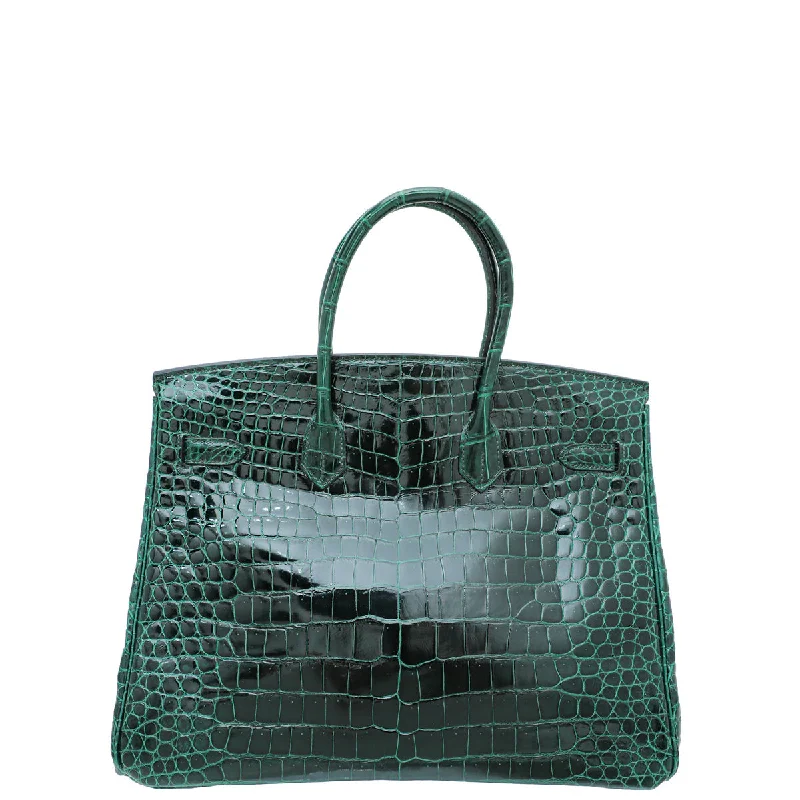 Hermes Vert Emerald Shiny Crocodile Porosus Birkin 35 Bag