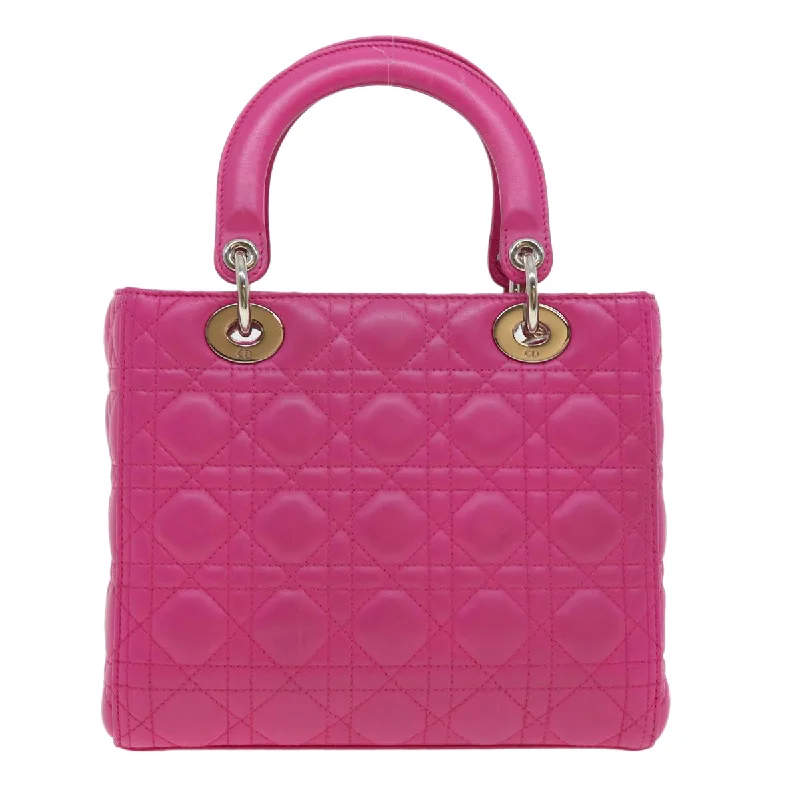 CHRISTIAN DIOR Lady Dior Canage Hand Bag Lamb Skin Pink  30532A