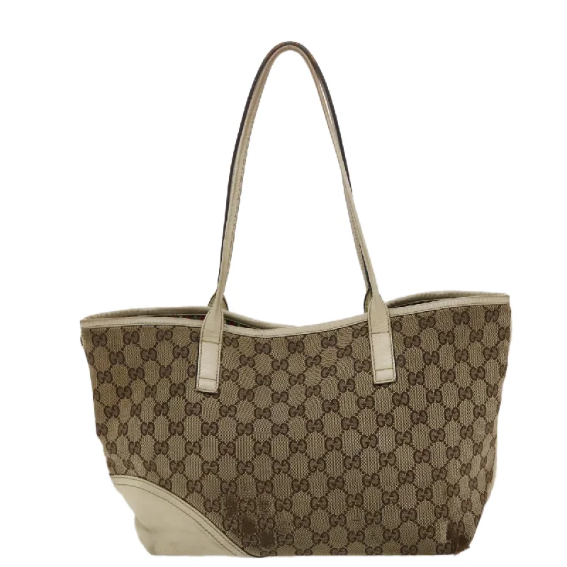 GUCCI GG Canvas Tote Bag Beige White  49053