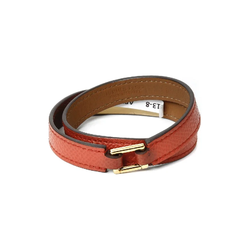 Hermes Orange Rivale Double Tour Bracelet Medium