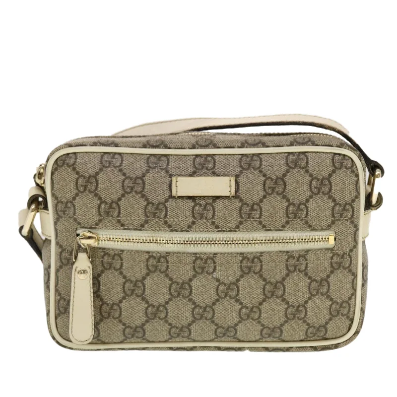 GUCCI GG Canvas Shoulder Bag PVC Leather Beige 201447  43748