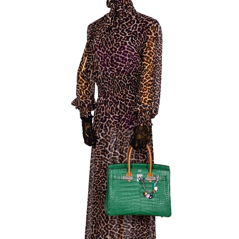 Hermès Birkin 30 Cactus Matte Alligator with Natural-Sable Matte Veau Butler and Palladium Hardware