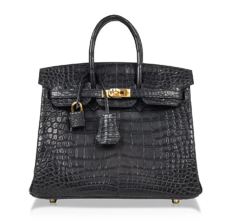 Hermès Birkin 25 Noir Alligator Bag GHW