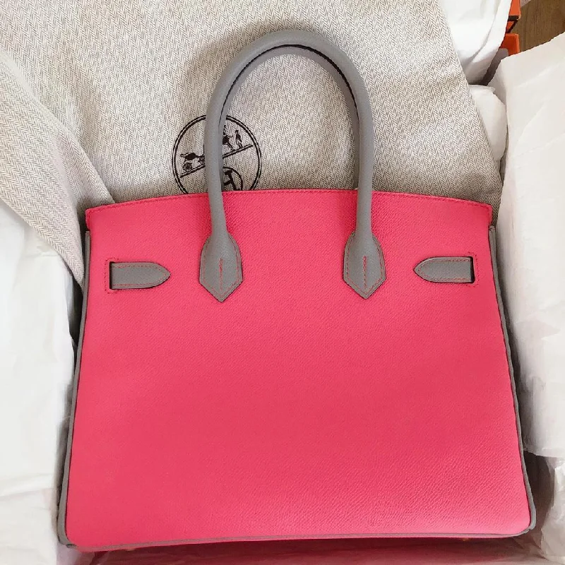 Hermès Birkin 30 Rose Azalea & Gris Mouette Epsom Permabrass Hardware - 2017, A