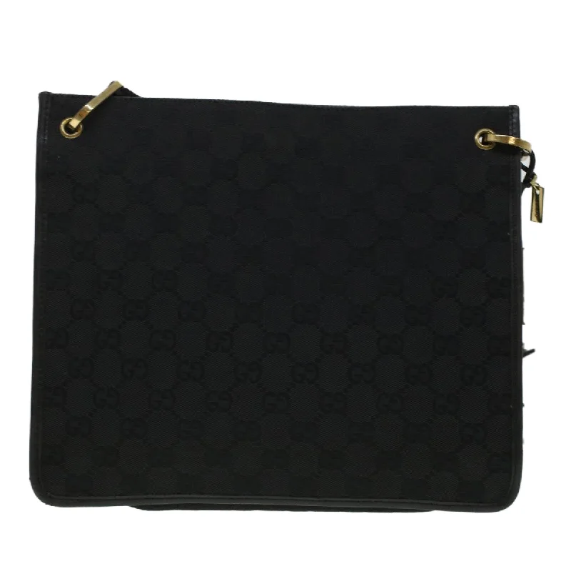 GUCCI GG Canvas Shoulder Bag Black 91762  yk7260