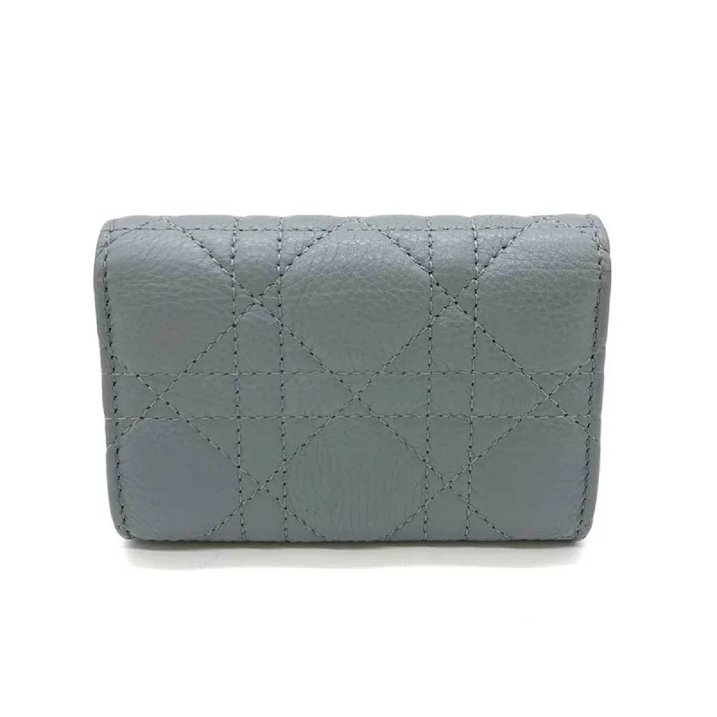 CHRISTIAN DIOR Wallet Caro Cannage XS Coin Case Purse Cloud Blue Bifold CD Ladies Calfskin Leather S5132UWHC ChristianDior