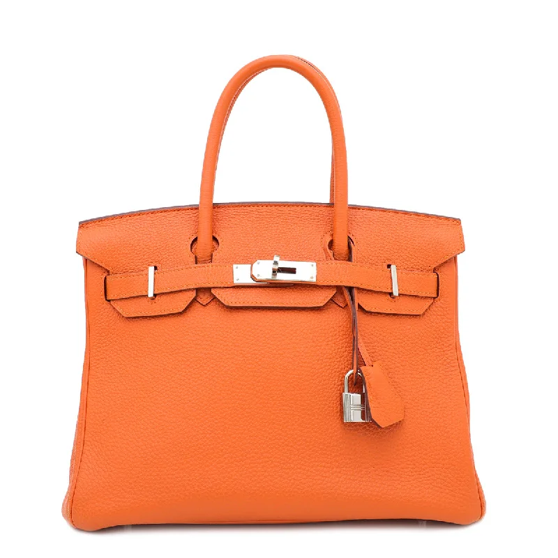 Hermes Orange Clemence Birkin 30 Bag