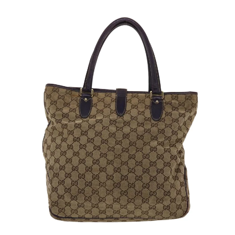 GUCCI GG Canvas Jackie Tote Bag Beige Purple  49056