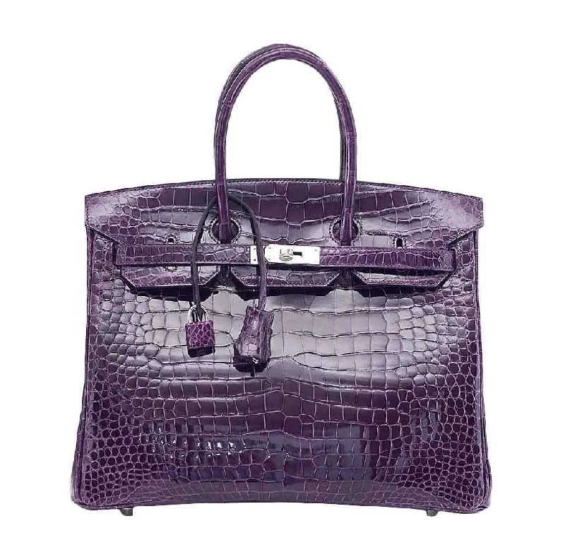 Hermès Birkin 35 Crocodile Amethyst Bag