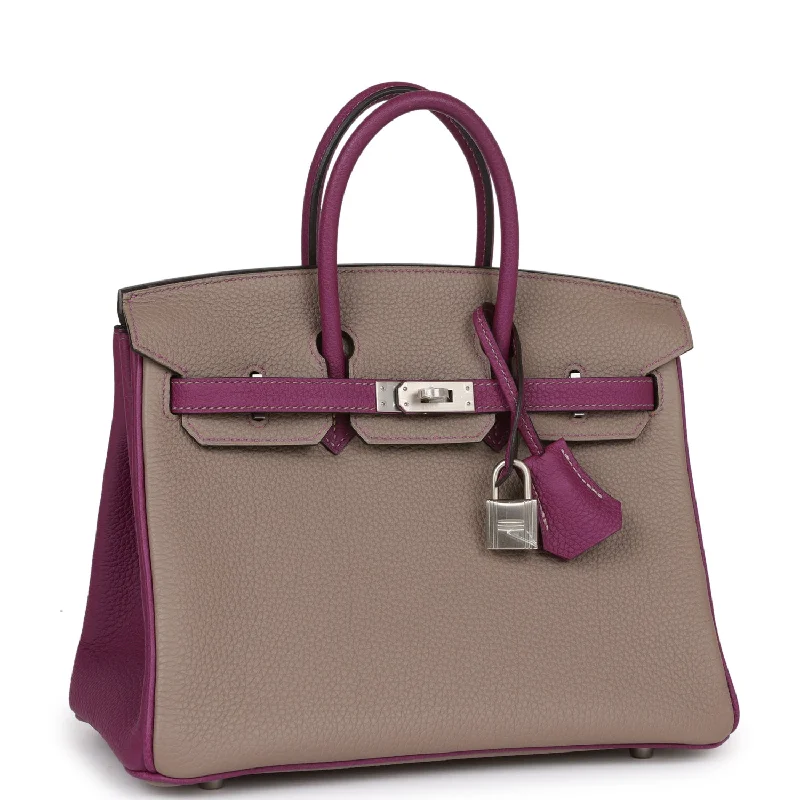 Hermes Special Order (HSS) Birkin 25 Gris Asphalte and Anenome Togo Brushed Palladium Hardware