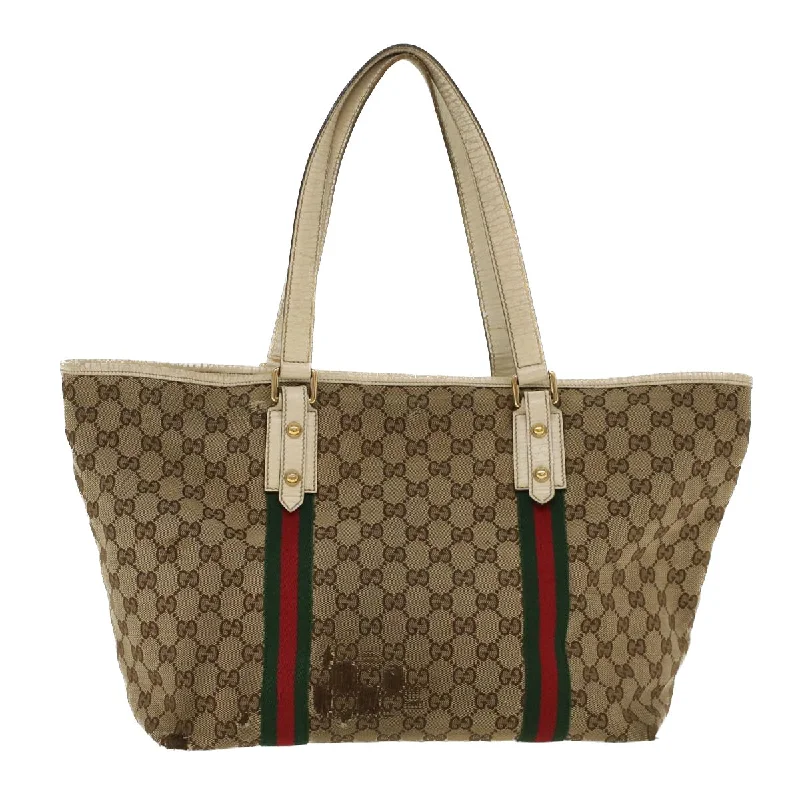 GUCCI GG Canvas Web Sherry Line Shoulder Bag Beige Red Green 139260  47709