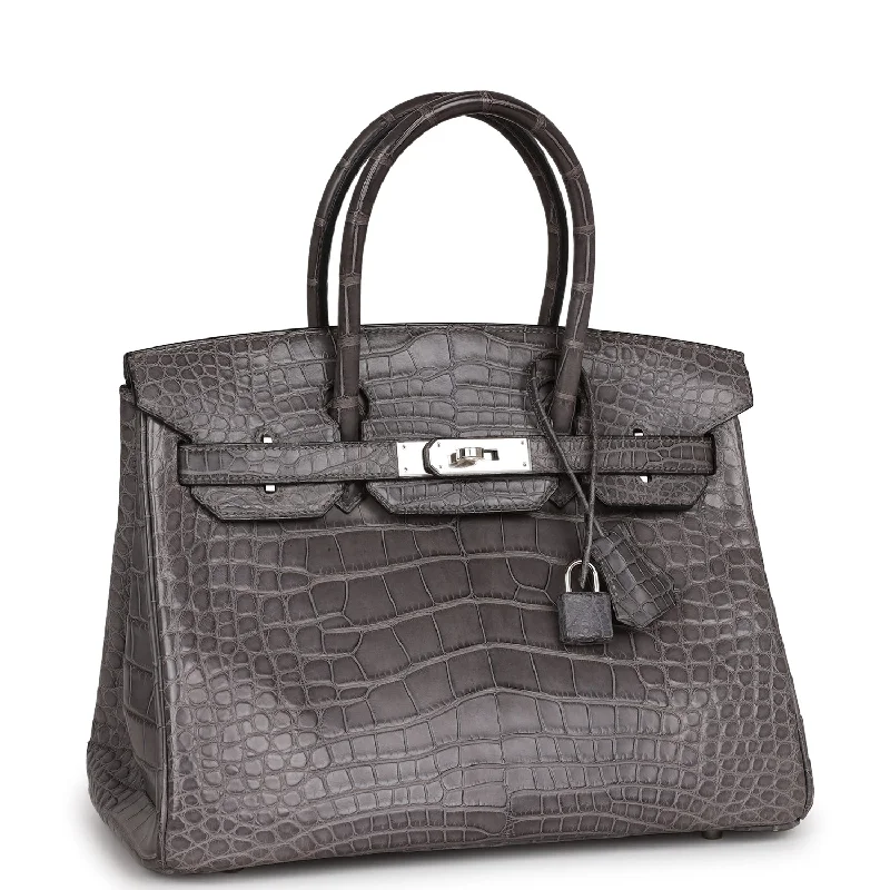 Top Quality Hermes Birkin 30 Gris Paris Matte Alligator Palladium Hardware