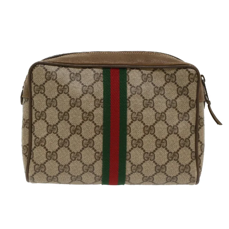 GUCCI GG Canvas Web Sherry Line Clutch Bag Beige Red Green 39.01.012  yk7950