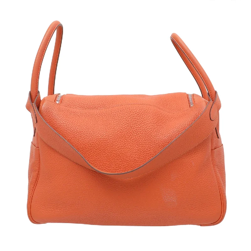 Hermes Orange Clemence Lindy 34 Bag