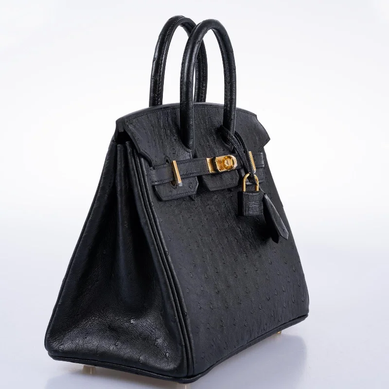 Hermès Birkin 25 Black Ostrich Gold Hardware