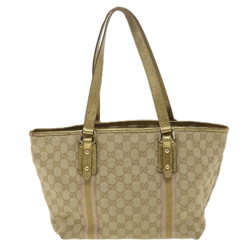 GUCCI GG Canvas Tote Bag Beige Gold 137396  ac1626