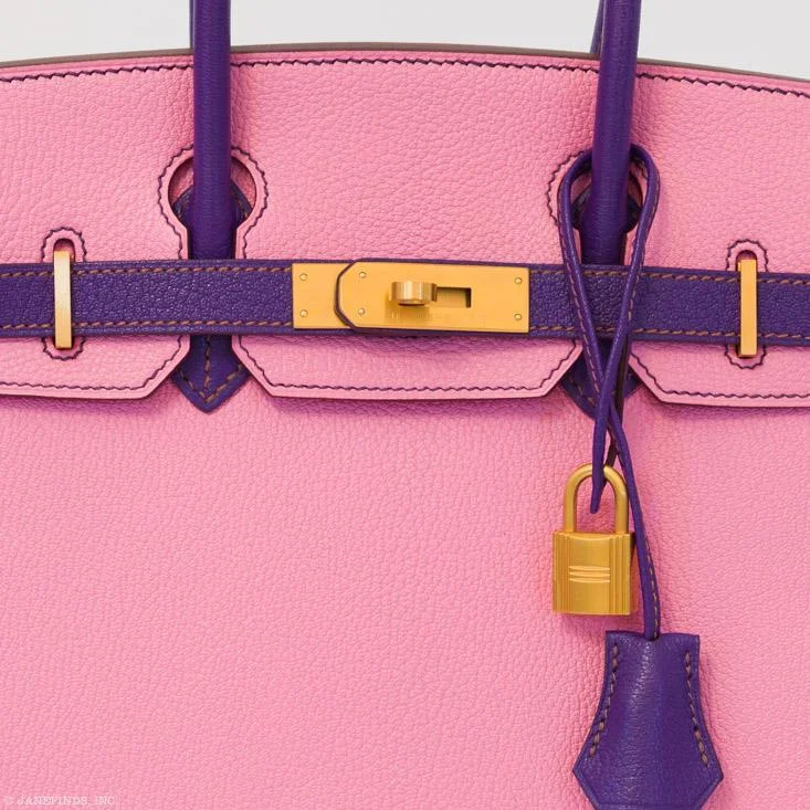 Hermès Birkin 30 HSS Rose Confetti & Anemone Chevre leather Brushed Gold Hardware - 2014, R Square