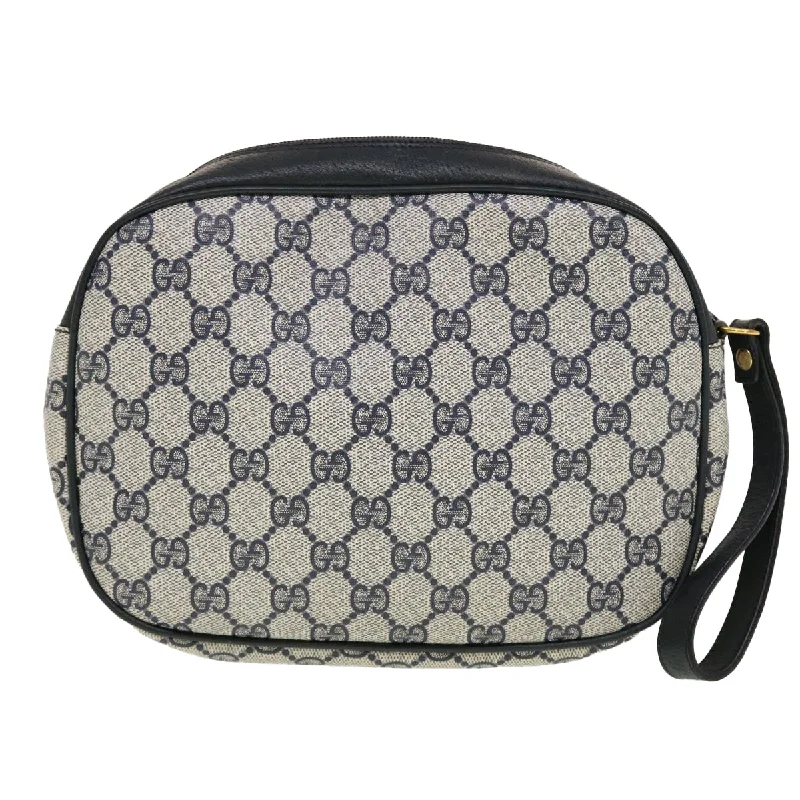 GUCCI GG Canvas Sherry Line Clutch Bag Gray Red Navy 89.01.034  rd5207