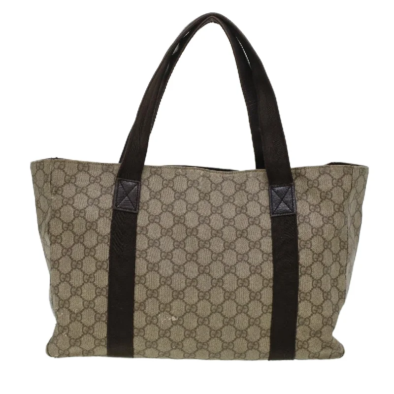 GUCCI GG Canvas Tote Bag PVC Leather Beige 141624  ki3005