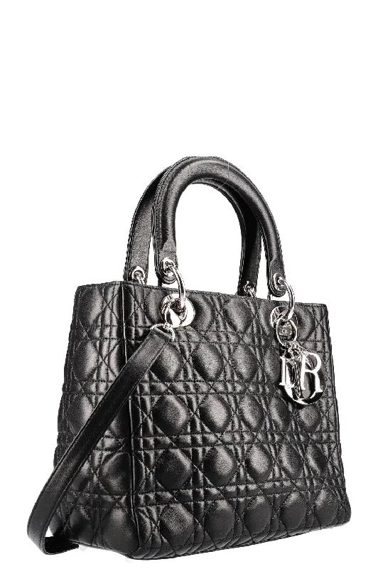 CHRISTIAN DIOR Lady Dior Bag  Medium Cannage Black